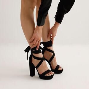 Black High Heels Chunky Block Platform Heels Size 10